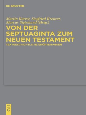 cover image of Von der Septuaginta zum Neuen Testament